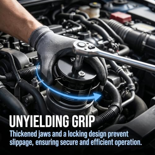 Car Oil Filter Wrench, Adjustable 2 Jaw 3/8'' Drive Vehicle Fuel Filter Spanner Removal Tool, 2.75 to 3.86 Inch Cap Style Automotive Oil Filtering Wrench, Universal for SUV RV Truck