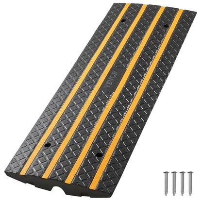 VEVOR Car Driveway Rubber Curb Ramp, 1 Pack 4FT Long Heavy Duty Low Profile Slope Ramps, 2.6’’ Rise, 33069 lbs Load Capacity, Reflective Safety Strips, for Vehicles, RVs, and Wheelchairs - size: 48.8-inch-Long (1 Pack)