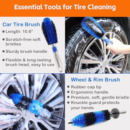 18Pcs Car Detailing Kit, Interior & Exterior Car Cleaning Tools,Detailing Brushes,Wash Mitt,Tire Brush,Towels,Duster,Microfiber Wax Applicators,Air Vent Brush