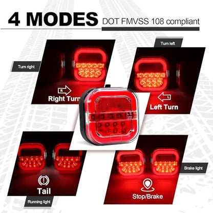 NeaLia CD28 Magnetic Wireless Trailer Lights, Rechargeable Tow Light Kit | IP67 Waterproof, Brake/Turn/Running Signal for Truck, RV, Camper, Boat, Caravan - color: Red