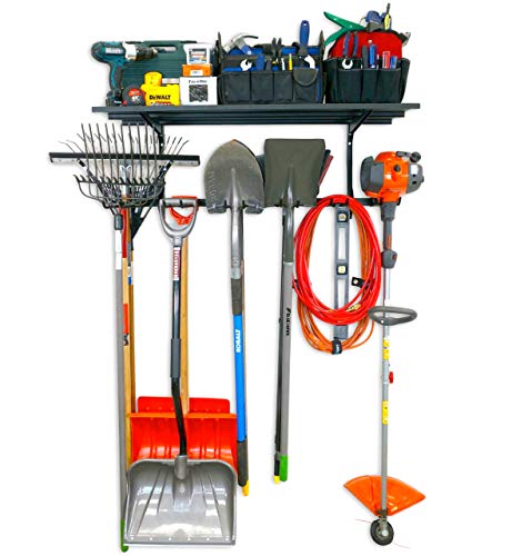StoreYourBoard Tool Max Garage Storage Rack Shelf – Adjustable Wall Mount Garage Tool Organizer, Heavy Duty Steel Tool Rack with Shelf, Holds up to 300 lbs - style: Tool Rack + Shelf