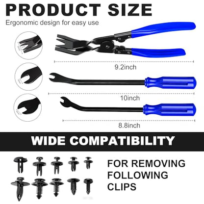 3 PCS Clip Removal Tool,Clip Pliers Fastener Remover,Car Trim Rivet Removal Pry Tool for Automotive Door Panel,Upholstery,Dashboard Blue - color: blue