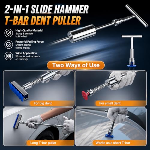 Auto Paintless Dent Removal Kit – Adjustable Paintless Dent Repair Tool for Auto, Motorcycle, & Metal Surfaces, Complete Car Dent Puller kit Quick Fix for Small & Large Dings, Hail Damage