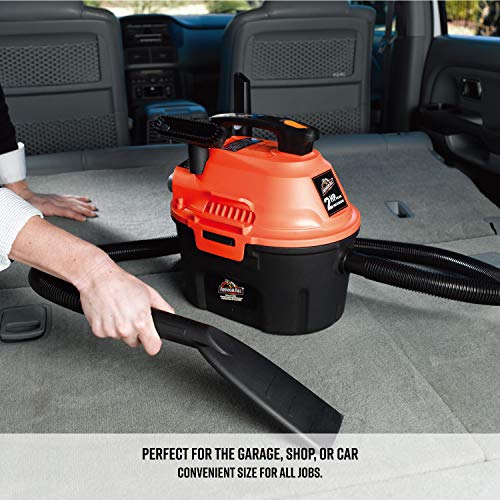Armor All, AA255, 2.5 Gallon 2 Peak HP Wet/Dry Utility Shop Vacuum, Orange - size: 2.5 Gallon-Basic