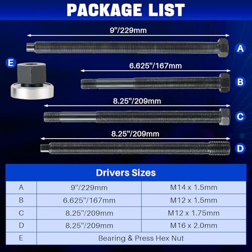 DASBET Long Reach Crank Pulley Underdrive Pulley Damper Installation Tool | 5PCS Harmonic Balancer Installer Set for Ford GM Dodge V8 V6 Engines Long Reach Pulley & Damper Installation