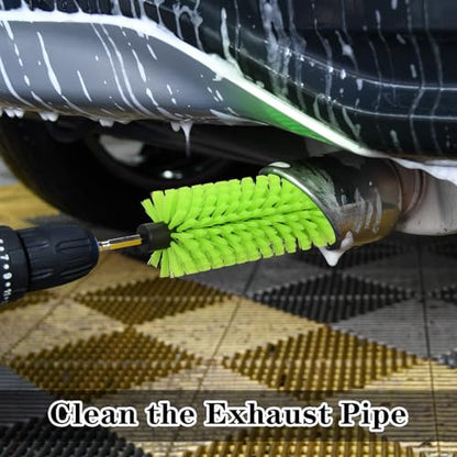 1 Pack Drill Brush for Car Wheel and Bottle(Green) | for Wheels, Rims, Engines, Exhaust, Bottle - color: 1 Pack Green