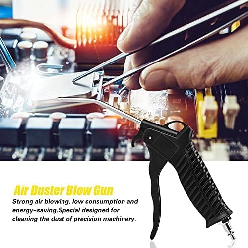 Air Blow Gun Kit Air Duster Cleaning Nozzle Blow Spray Tool Kit with 5 Meter Long Coil PU Air Hose,4×6mm(Black) - color: Black