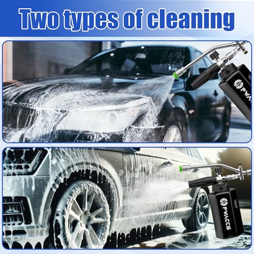 PWACCS Pressure Washer Foam Cannon Dual Connector, Adjustable Foam Blaster | 1/4" Quick Connect, 1.5 L Capacity, 3600 PSI, Big Mouth Snow Foam Lance, Black - style: Dual Foam Cannon