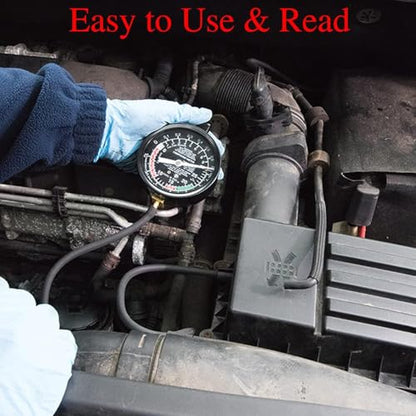 Vacuum Gauge Automotive Tester Kit, Carburetor Fuel Pressure Tester Diagnostics Tool Kit