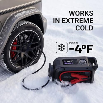 HULKMAN Alpha Storm, 2500A 4-in-1 Smart Jump Starter with Air Compressor,12V Jump Box for Car Battery Portable (9.0L Gas/6.5L Diesel),120PSI Tire Inflator, IPS Display, for Pickup Trucks,SUVs & RVs
