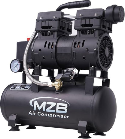 MZB 2.4 Gallon 1.0HP Ultra Quiet Air Compressor 110V/60Hz 5.65CFM, MAX 115PSI Steel Tanks Oil-Free 65 dB Noise Level Air Compressor for Spray Painting, Auto Repair, Carpentry Decoration - size: MZB-750H-9