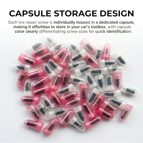 60PCS Tire Repair Screw Plug Kit, 2-Size Screw-in Plugs with Screwdriver, Self-Service Tire RepairPlugs with Screwdriver for Tires Puncture Repair, Rubber Nail Fix for Most Vehicles - size: 60 PCS