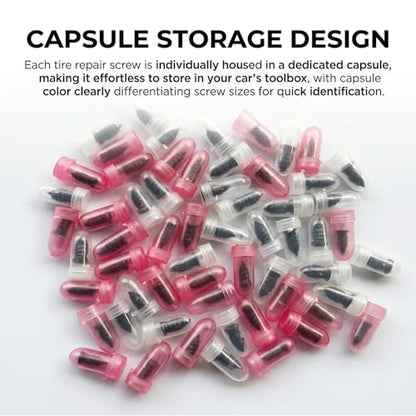 60PCS Tire Repair Screw Plug Kit, 2-Size Screw-in Plugs with Screwdriver, Self-Service Tire RepairPlugs with Screwdriver for Tires Puncture Repair, Rubber Nail Fix for Most Vehicles - size: 60 PCS