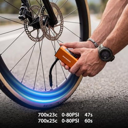 Mini Electric Bike Pump with Digital Gauge, Frame Mount Compatible Design for Road Bike, MTB & Gravel – 120 PSI Auto Shut-Off Tire Inflator for Accurate Pressure Control
