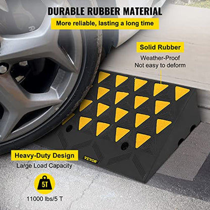 VEVOR Rubber Curb Ramp 4.3" Rise Height 2 Pack, Heavy-Duty 33069 lbs/15 T Capacity Threshold Ramps, Driveway Ramps with Stable Grid Structure for Cars, Wheelchairs, Bikes, Motorcycles - size: 5" H