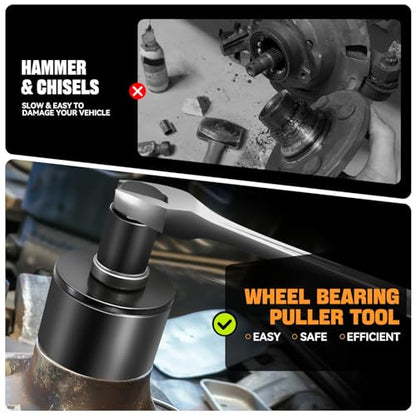 Auto Dynasty Wheel Bearing Puller Tool Set, 19Pcs Wheel Bearing Press Kit with Sliding Screws Universal Bushings Sleeves for Front Wheel Drive Bearing Removal Installation
