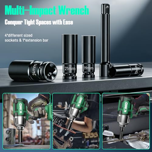 KIMO Impact Wrench 1/2 Inch, 890Ft-Lbs(1200N.m), 4000RPM/2900IPM Brushless Motor High Torque Impact Driver w/Battery, 3 Modes, Variable Speeds, LED Light, Cordless Impact Gun for Car/Truck, 4.0Ah - size: 4.0Ah