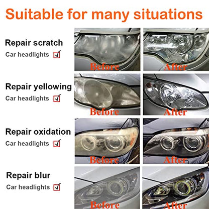 Headlight Restoration Kit, Car Headlight Glass Scratch Renovation Tool, Automobile Headlight Lens Polish Repair Tool with UV Block Coat to Remove Yellowing, Haze, Oxidation for Taillights, Foglights - size: L