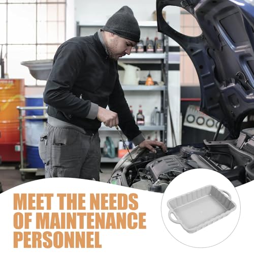 CALLARON 23.5" Car Oil Drain Pan - Heavy Leakproof Oil Collector Pan, Plastic Large Transmission Drain Pan, White Changing Oil Pans for Car Truck Engine, Transmission, Automotive Accessories - color: White
