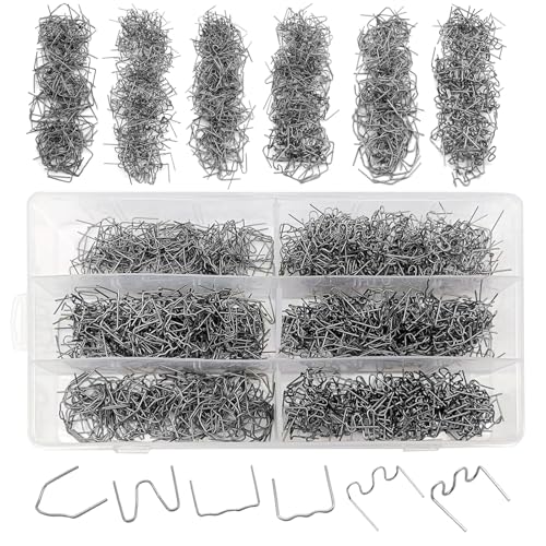 1200 Plastic Welder Staples - 6 Types Hot and Wave Staples for Car Bumper Repair, Architectural Modeling, and Plastic Craft Welding Supplies