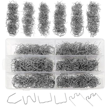 1200 Plastic Welder Staples - 6 Types Hot and Wave Staples for Car Bumper Repair, Architectural Modeling, and Plastic Craft Welding Supplies