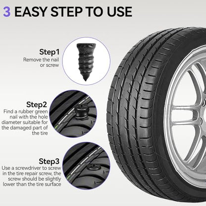 AUTOXBERT Flat Tire Repair Kits, 75 PCs Universal Tire Screw Plug Kit with Screwdriver Heavy Duty Flat Tire Puncture Repair Kit for Cars, Trucks, Motorcycles, ATV, RV, Tractor, Trailer, Lawn Mower - size: 75pcs Compact+kit
