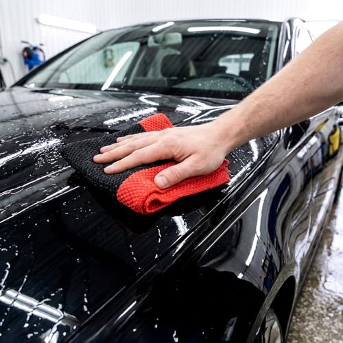 Okllen 3 Pcs Clay Bar Towel, 12" Premium Fine Grade Clay Towel for Car Detailing - Removes Paint Overspray, Water Spots, Tree Sap, Rail Dust, Red