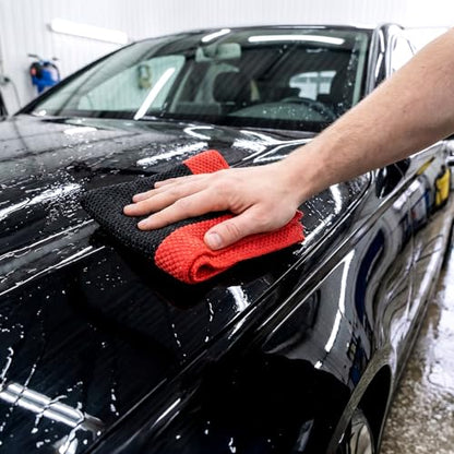 Okllen 3 Pcs Clay Bar Towel, 12" Premium Fine Grade Clay Towel for Car Detailing - Removes Paint Overspray, Water Spots, Tree Sap, Rail Dust, Red