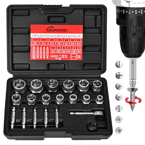 20PCS Bolt Extractor Set, Easy Out Screw Extractor Kit, 3/8" Drive Impact Stripped Bolt Remover Extractor Socket Set Tool for Removing Stripped, Broken Rusted Bolts Screws - size: 20pcs