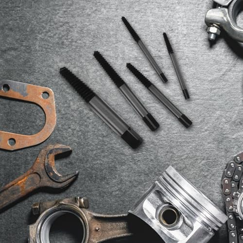 INOOMP Screw Extractor Set for Removing Broken Stripped Damaged Screws Carbon Steel 5pcs Bolt Extractor Kit with Versatile Applications for Automotive Repair