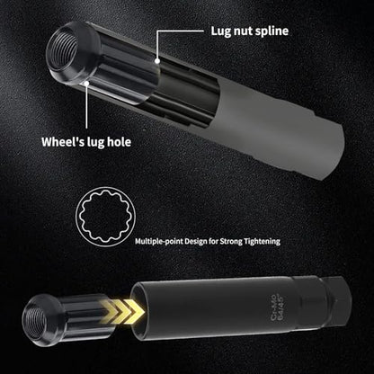 8 Piece Spline Lug Nut Socket Set, SAE & Metric Wheel Lock Removal Kit for Removing Spline and Hex Style Aftermarket Lug Nuts