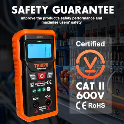 Digital Multimeter 4000 Counts with NCV, Automotive Multimeter Tester for AC/DC Voltage, Resistance, Continuity with Backlight and LCD, Auto-Ranging Voltmeter with Manual Mode