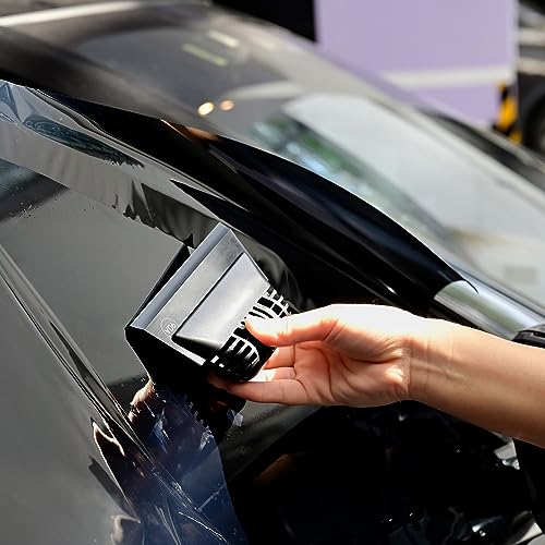 FOSHIO Black Small Squeegee, Non-Slip Handle Rubber PPF Squeegee for Window Cleaning, Shower Glass Door, Car Windshield - color: Black