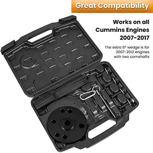 3163021 Cam Timing Tool Kit+3163530 Engine Brake Adjustment Tool 7MM for Cummins ISX QSX X15 Engine 2007-2017 with Injector Cam Puller Carrying Case Replaces 3163069 3163020 Heavy Duty Steel (15 PCS)