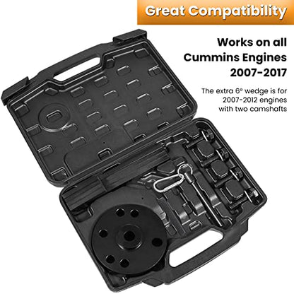 3163021 Cam Timing Tool Kit+3163530 Engine Brake Adjustment Tool 7MM for Cummins ISX QSX X15 Engine 2007-2017 with Injector Cam Puller Carrying Case Replaces 3163069 3163020 Heavy Duty Steel (15 PCS)