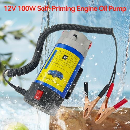 100W Electric Oil Diesel Fluid Transfer Pump with Tubes Oil Extractor Pump Gear Pump for Car/Marine/RV/Boat/Motorcycle