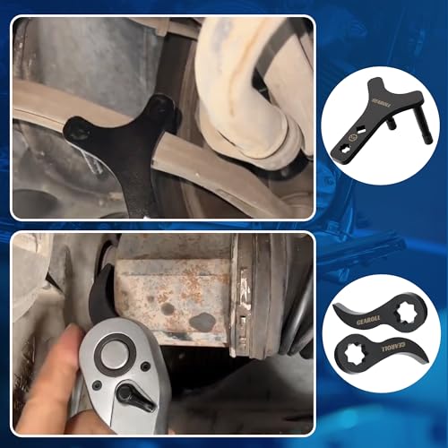 Lower Control Arm Prying Tool with Two Pry Bar Wrench Adaptor Head, Suspension Specialty Arm Lever Bushing Tool, Ratchet Pry Bar Attachment, Compatible with 1/2" Drive Extension Breaker Bar - size: arm and pry tool