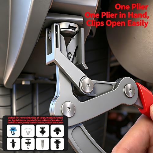 Car Clip Pliers, Panel Clip Removal Pliers,Spring-Loaded Fastener Rivet Remover for Auto Door Panels, Interior & Exterior Trim, Damage-Free Disassembly Tool, Rivets and Interior Panels