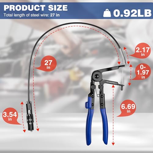 WORKPRO Flexible Hose Clamp Pliers | 27” Hose Clamp Tool Spring Clamp Pliers Automotive Clamp Removal Tool for Car Coolant Hose and Water Pipe