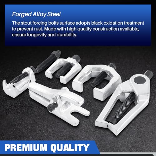 DASBET 5PCS Ball Joint Separator Front End Service Tool Kit 5-in-1 Pitman Arm Puller Tie Rod End Removal Tool Set for Front End Service Splitter Removal Kit (Blue) - color: Blue