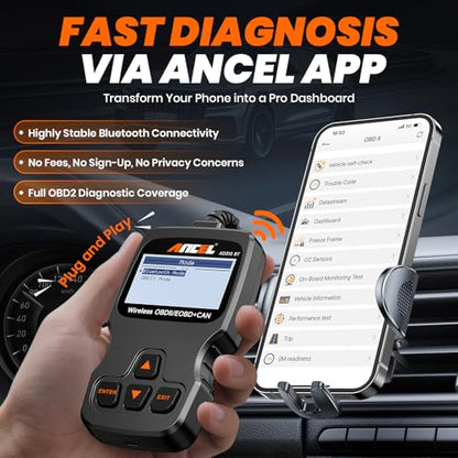 ANCEL AD310 BT OBD2 Scanner with Bluetooth APP Upgraded AD310, Car Code Reader with Battery Voltage Monitor, Live Data, I/M Readiness, DTC Lookup Check Engine Code Reader for 1996+ Vehicles