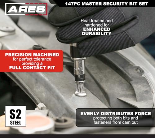 ARES 31018-147-Piece Master Security Bit Set – Phillips, Robertson, Tamper Hex and Torx Bits, Specialty Bits, and More – Bit Set Includes Bit Holder and Coupler for Maximum Versatility - size: 147-Piece Master Security Bit Set