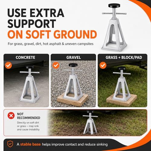 RV Stabilizer Jacks Set of 4, 7500 lbs Each Aluminum RV Stack Jacks, Adjustable 11"–17" Camper Stabilizer Jack Stands with Rubber Pads for Travel Trailers, Campers, Pop-Up Campers & Campsite Use
