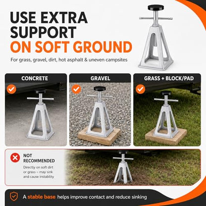 RV Stabilizer Jacks Set of 4, 7500 lbs Each Aluminum RV Stack Jacks, Adjustable 11"–17" Camper Stabilizer Jack Stands with Rubber Pads for Travel Trailers, Campers, Pop-Up Campers & Campsite Use
