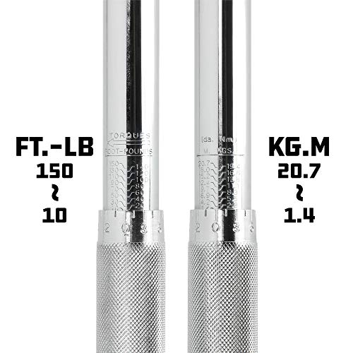 Powerbuilt Dual Drive Torque Wrench, 3/8 and 1/2 Inch Drives, 10ft Lbs, 19-inches Long, 10-150 Feet Range, Micrometer Style Torque Ranges 944001 - size: 1/2 in. and 3/8 in.