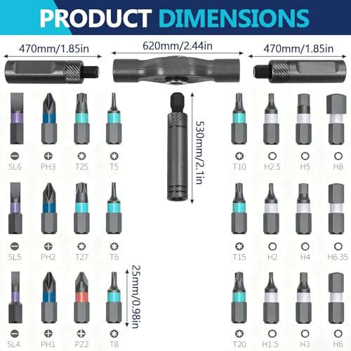 Doaho 24 in 1 Magnetic Ratchet Screwdriver Set,Mini Switchable Screwdriver Set with Detachable Ratchet Handle,Portable Repair Driver for Furniture Computer Bicycle Electronics Home Improvement