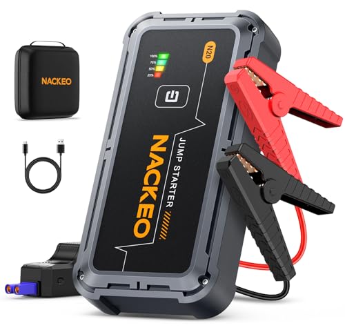 Car Jump Starter 7000A Car Battery Jump Starter Portable Pack for Up to All Gas and 10.0L Diesel Engine 12V Jump Box, Jump Pack, Battery Booster with Jumper Cable, Lights,Storage Case, Compact - size: 7000A