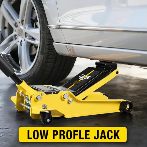 YELLOW JACKET 3.5 Ton Floor Jack Hydraulic Low Profile Floor Jack with Dual Piston Quick Lift Pump, Home and Workshop Car Maintenance for Various Vehicles, 3.5 Ton Capacity, Yellow - size: 3.5 ton low profile