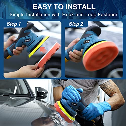 Saker Cordless Car Buffer Polisher - 6 Inch Portable Waxer Machine Kit with 2x2000mAh Batteries & 6 Variable Speed, Extra 16 PCS Attachments, Polisher for Car Detailing, Scratch Removing - style: BUFFER POLISHER +2 BATTERIES