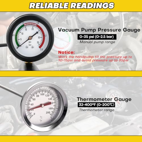18PCS Radiator Pressure Tester Kit | Coolant Pressure Tester Kit, Radiator Pressure Pump, Cooling System Leak Tester, Auto Coolant Vacuum Purge Head Gasket